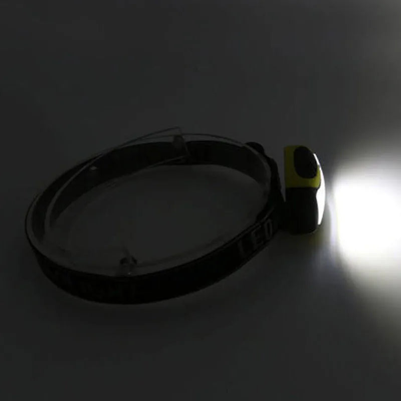 Yellow plastic three-speed COB headlamp with adjustable head strap for outdoor activities