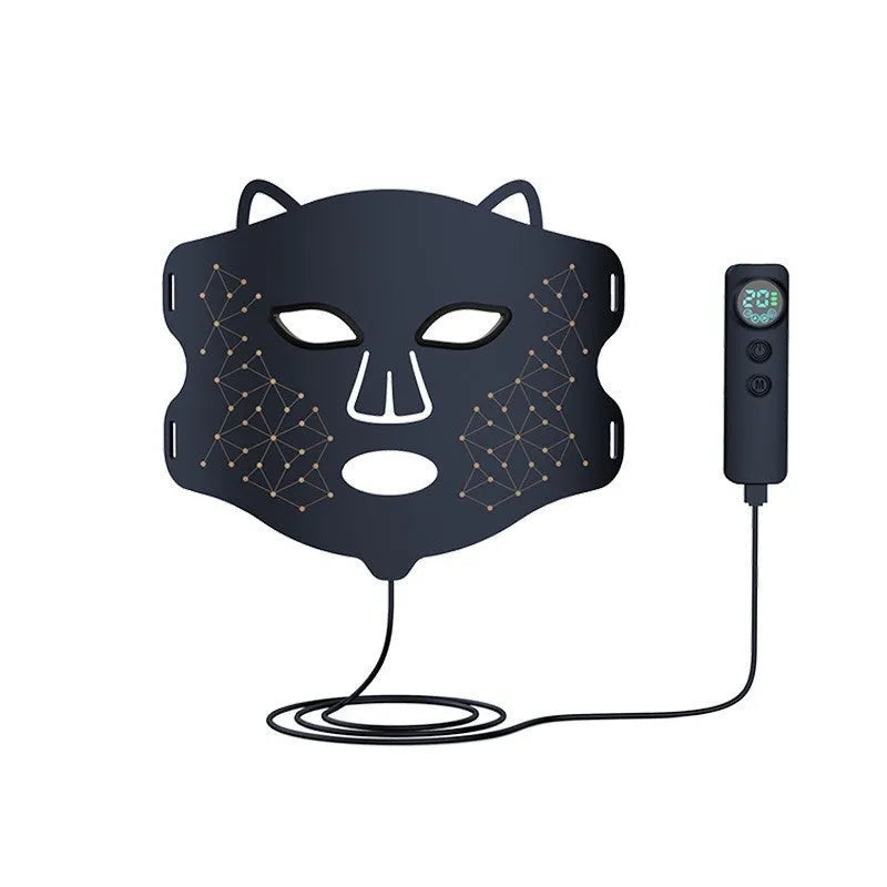Black LED photon mask for facial and neck light therapy treatment with four-colour system