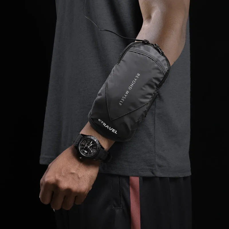 Reflective running arm bag for mobile phones with 7 inch capacity