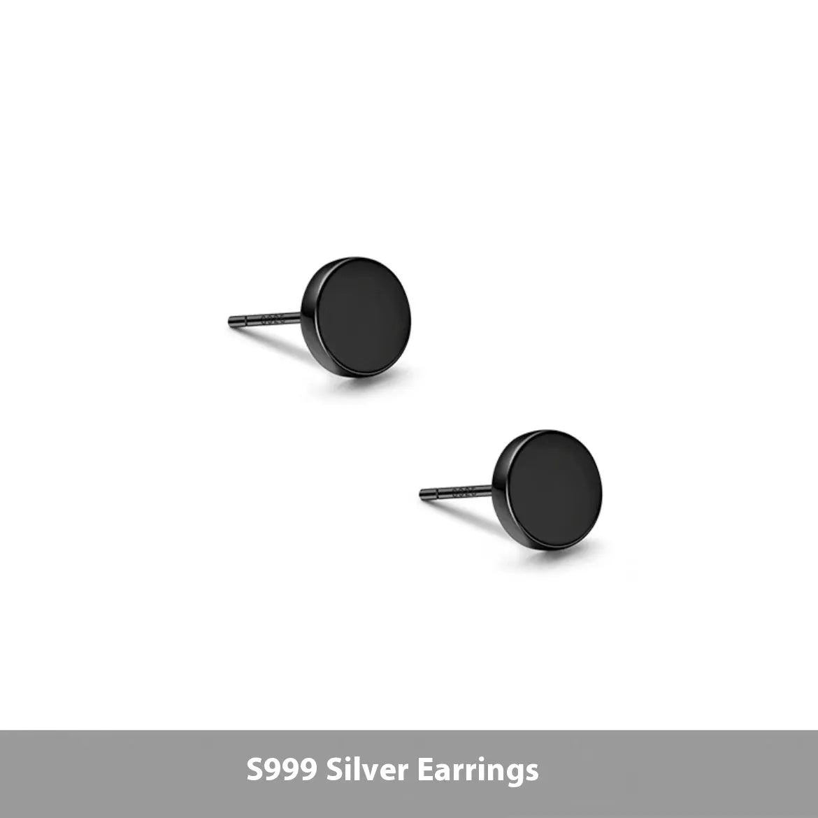 S999 sterling silver flat ear bone stud earrings in silver and black electroplated finishes