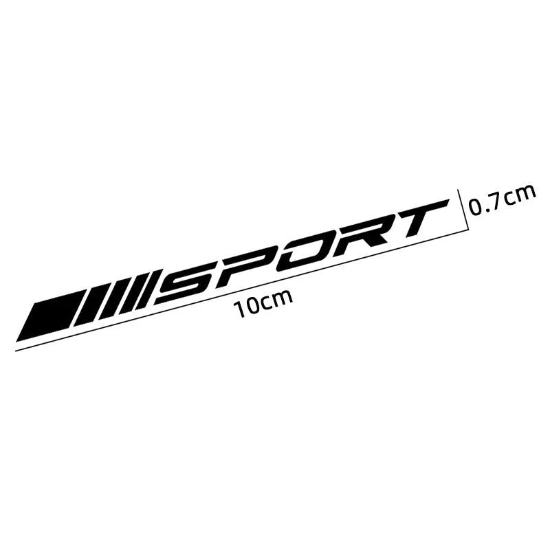 PET car rim stickers with hollow sports design measuring 10cm by 0.7cm in black, red, and white