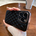 Diamond leather pattern drop-resistant phone case in milky white for iPhone 13 Pro Max