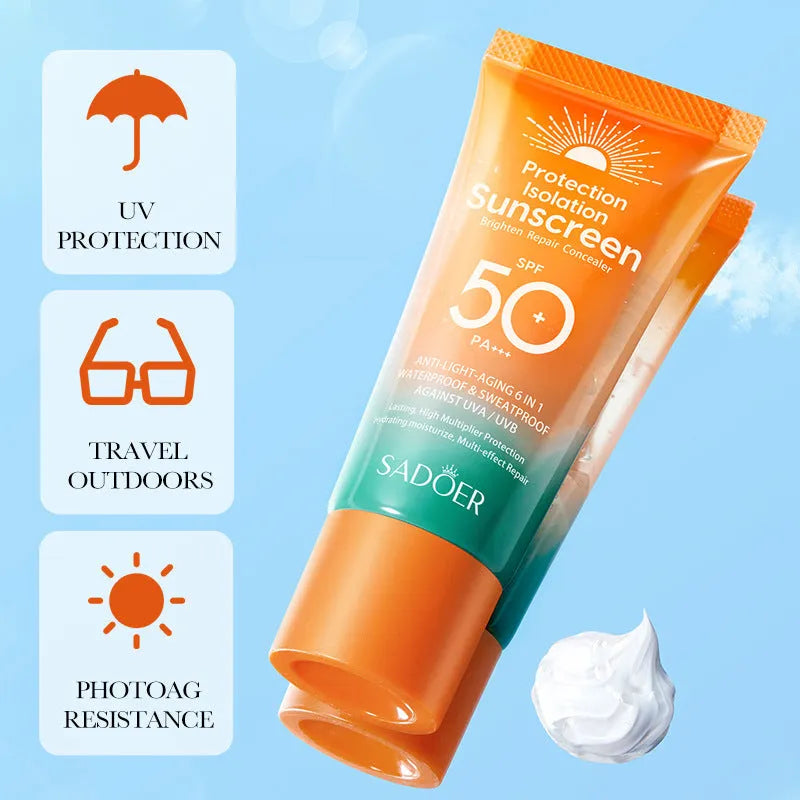 Double tube multi-effect repair isolation sunscreen 50g with makeup primer function