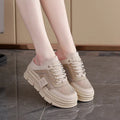 Women's black mesh half slippers with height-increasing insole and round toe design