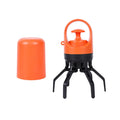 Blue pet pooper scooper with claw design and integrated garbage bag dispenser