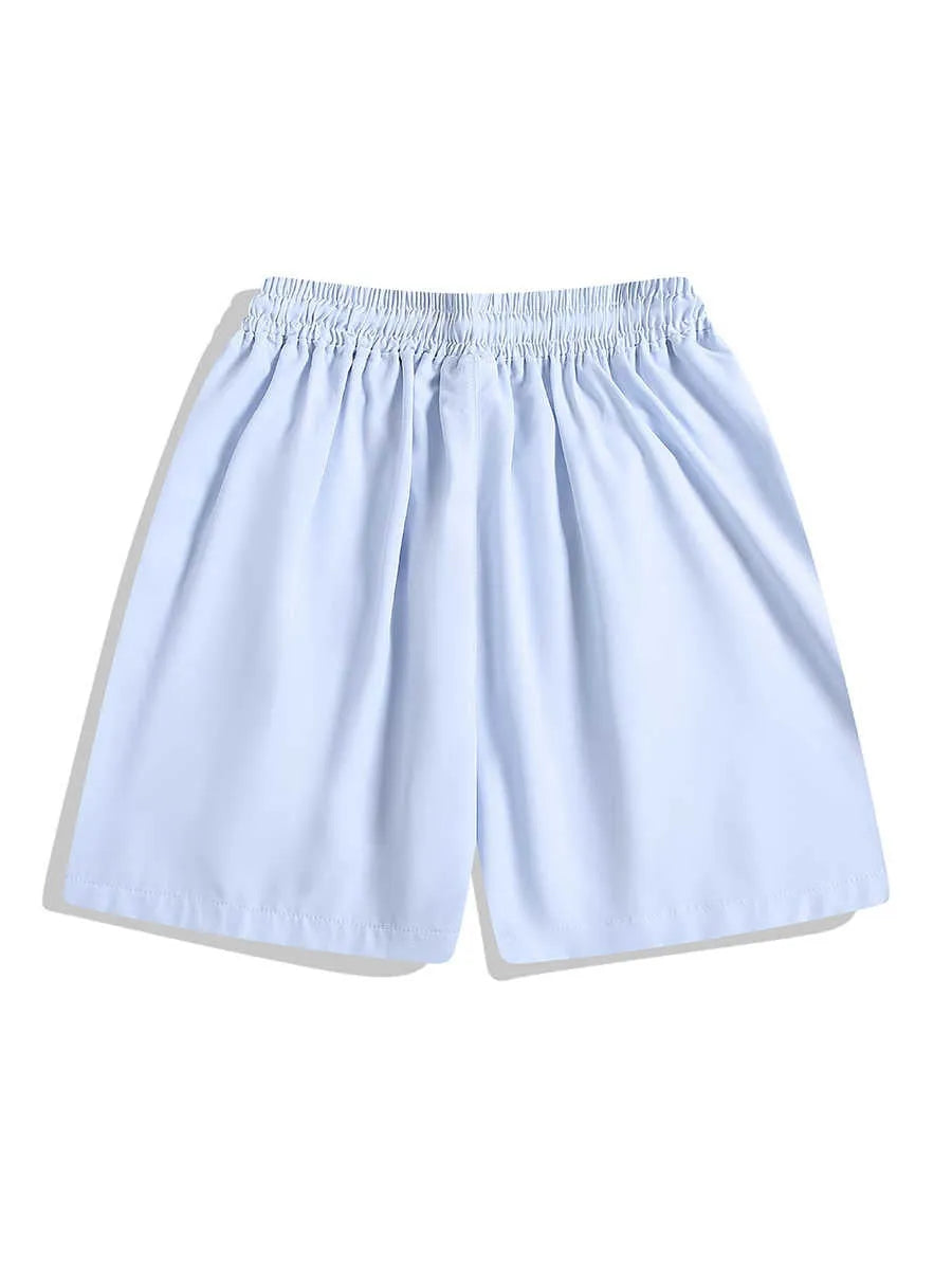Black and grey quick-drying sports shorts with elastic waistband and loose fit for training