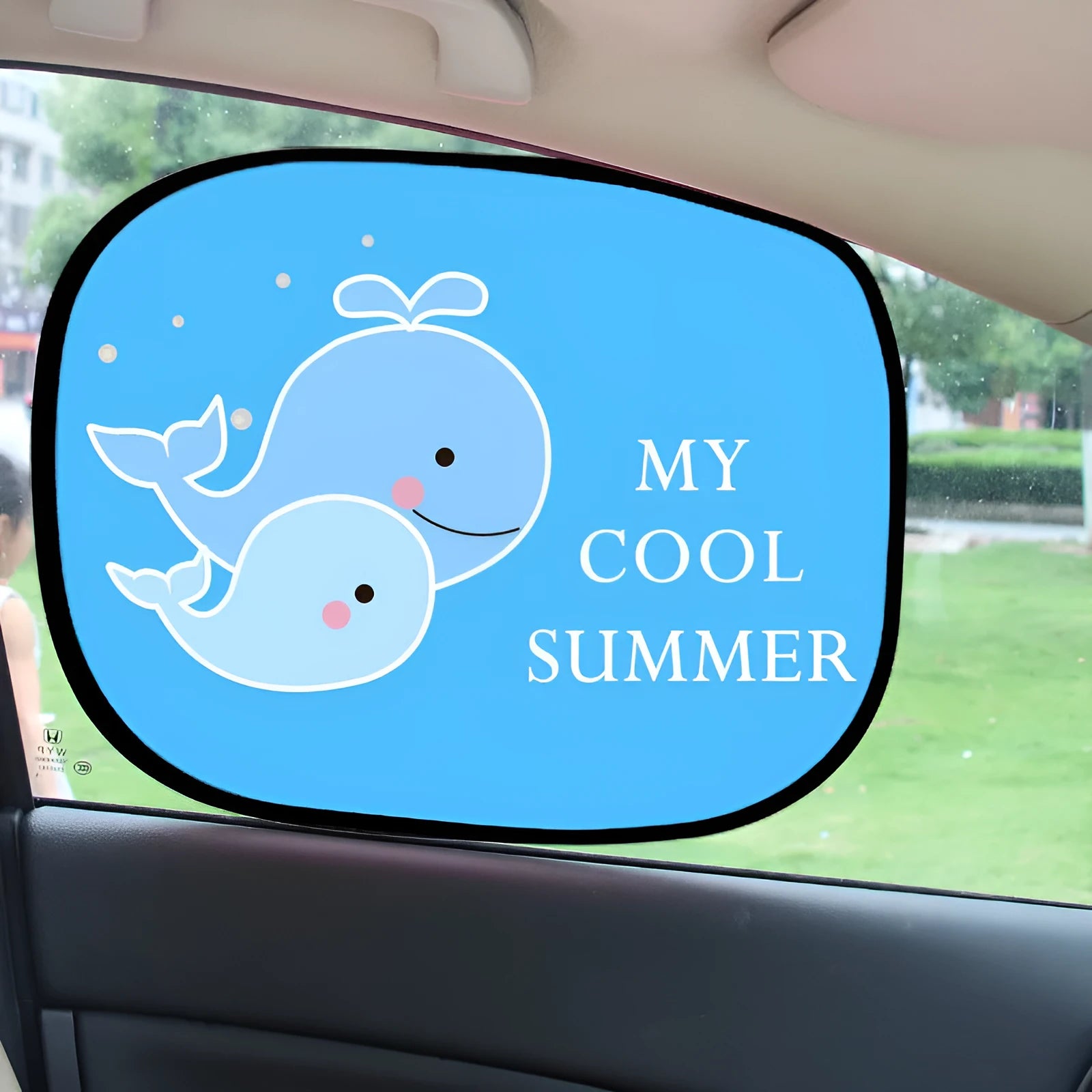 Electrostatic adsorption car side window sunshade with nylon mesh in animal-themed sizes