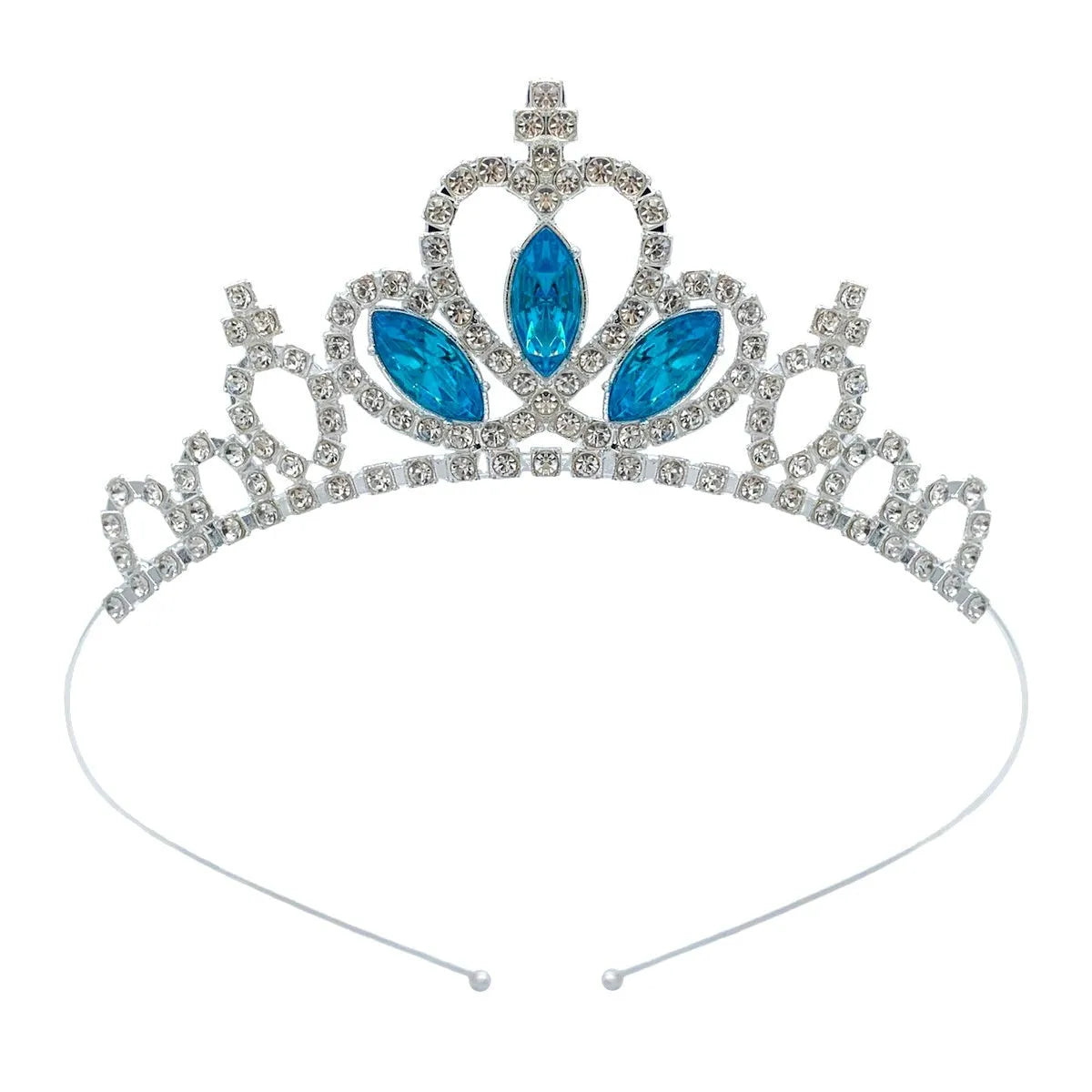 Gold and silver alloy princess crown headdress with coloured gemstones for girls birthday parties