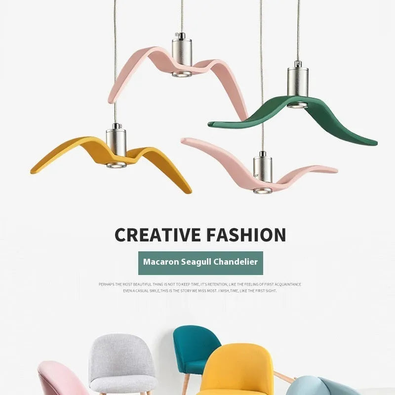 Nordic postmodern LED chandelier ceiling light with macaron colour options for restaurants and homes