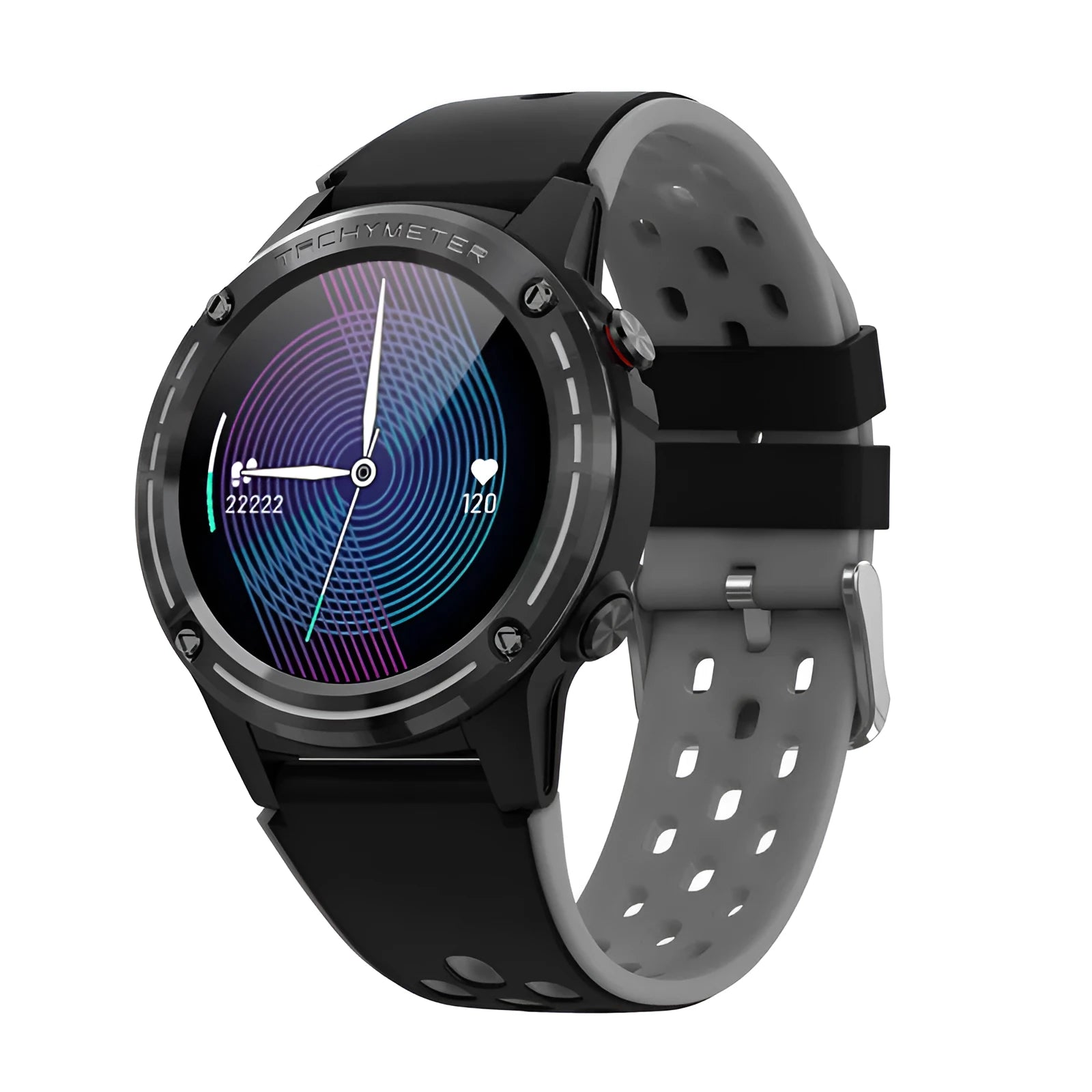 Sports smart watch with 1.3 inch touch screen and silicone wrist strap in four colour options