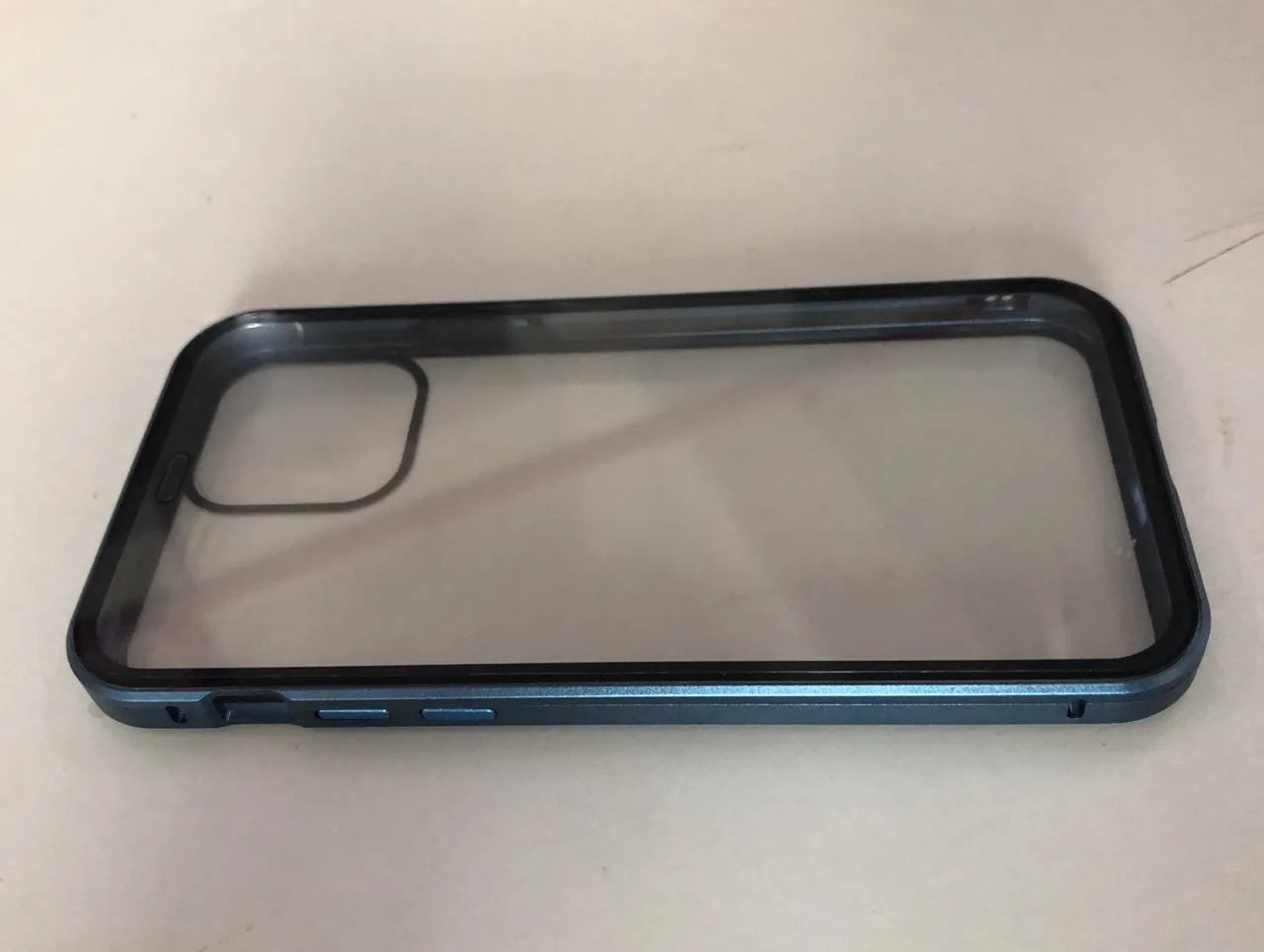 Anti-spy glass clamshell phone case in geometric design for iPhone, shown in multiple colour options