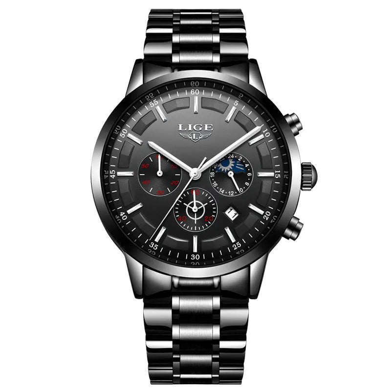 Men's waterproof quartz sports watch with 12mm thick case in multiple colour options