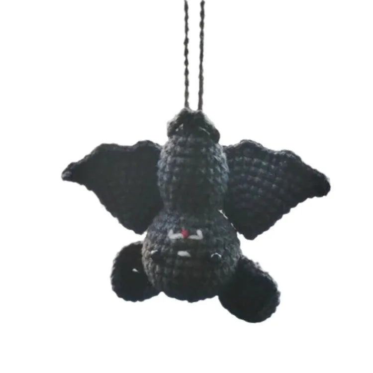 Hand-woven polyester plush car hanging ornament in cartoon ghost design