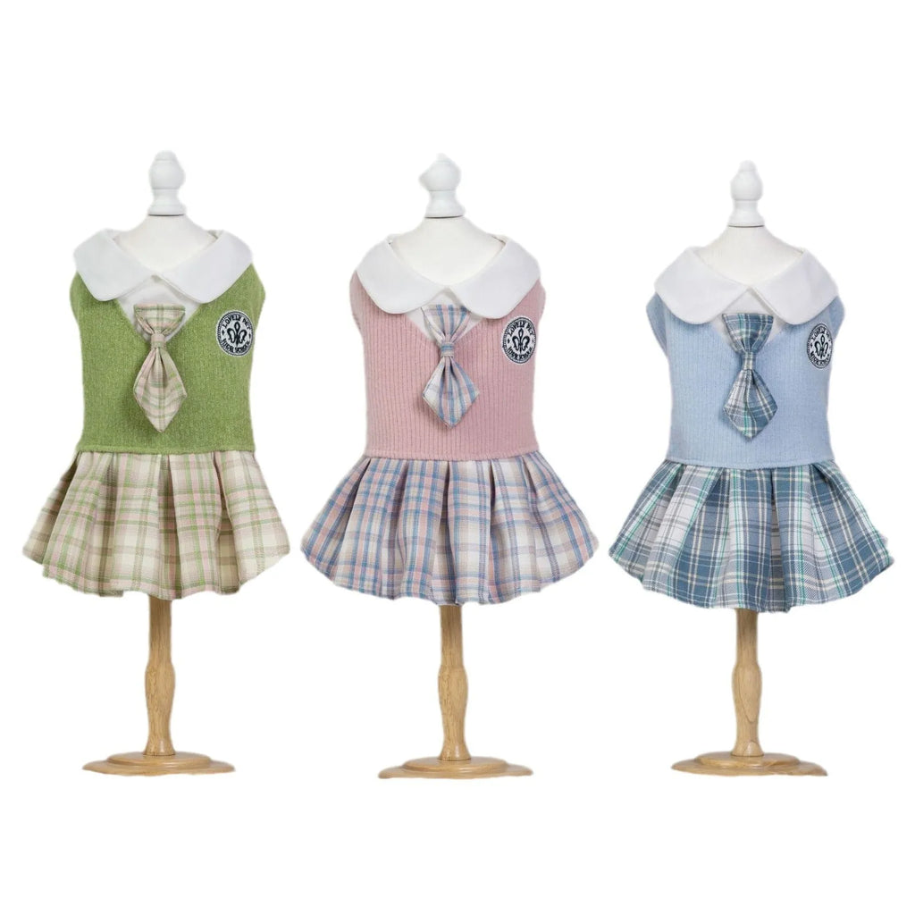 Tartan pattern pet skirt for small dogs and cats in princess style design