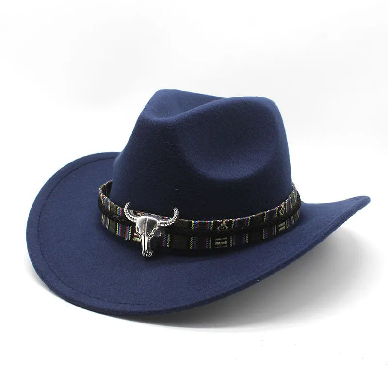 Wool blend Western cowboy hat with wide brim and bell crown in multiple colour options.