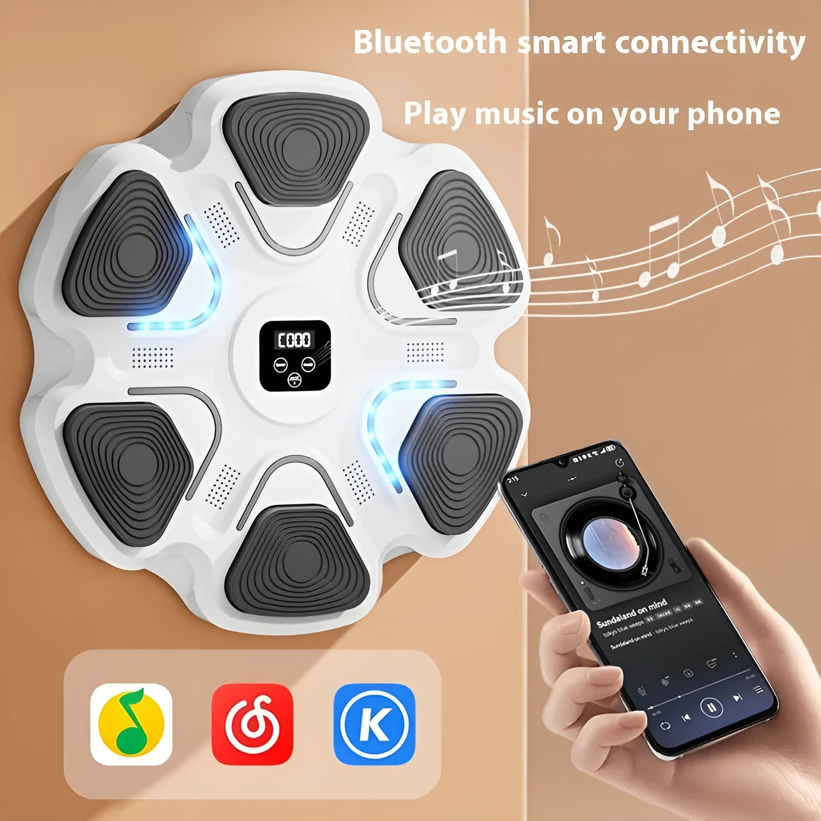 Smart music boxing wall target with electronic display and gloves