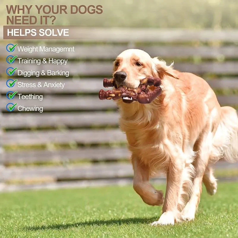 Scarlet red nylon dog chew toy with textured surface for dental care