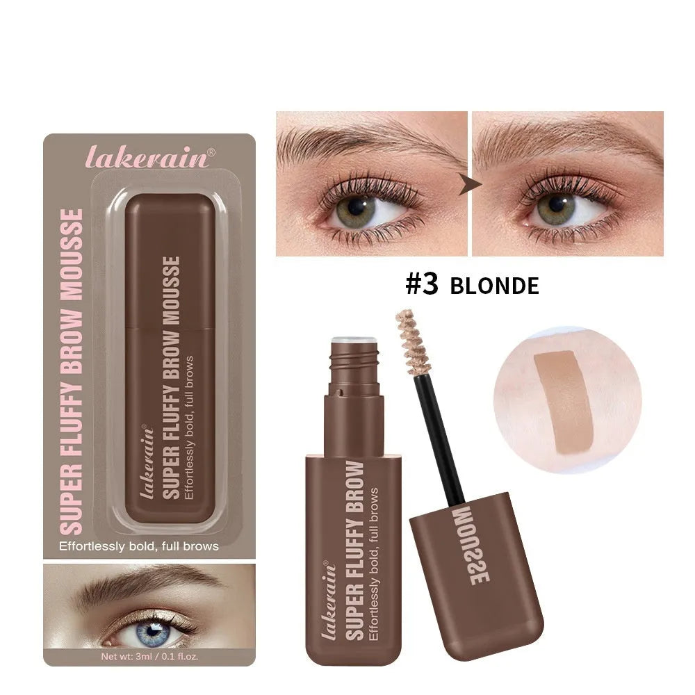 Eyebrow cream mousse tube for long-lasting brow definition in six colour shades.