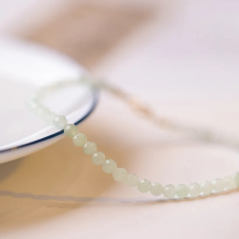 Women's Korean style retro jade bracelet with ball type design and extension chain