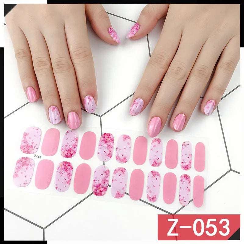 Korean nail stickers set showing cartoon, strawberry, flower, and embossed design nail art decorations