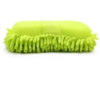 Silver green chenille car wash sponge with spiral wool texture and microfiber construction