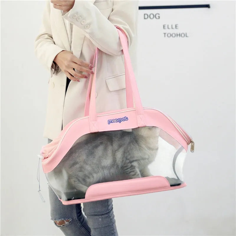 Leather cat outing carry bag with 25 litre capacity in Milan white colour.