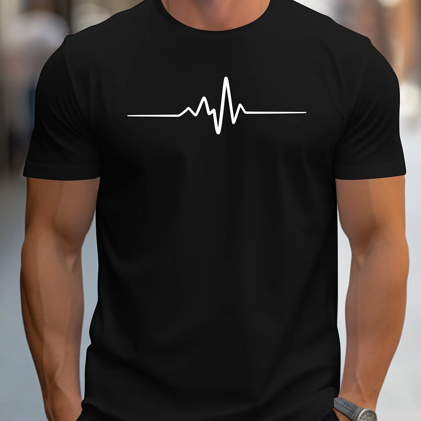 Men's loose fit T-shirt with 3D sports letter design in chemical fibre blend fabric