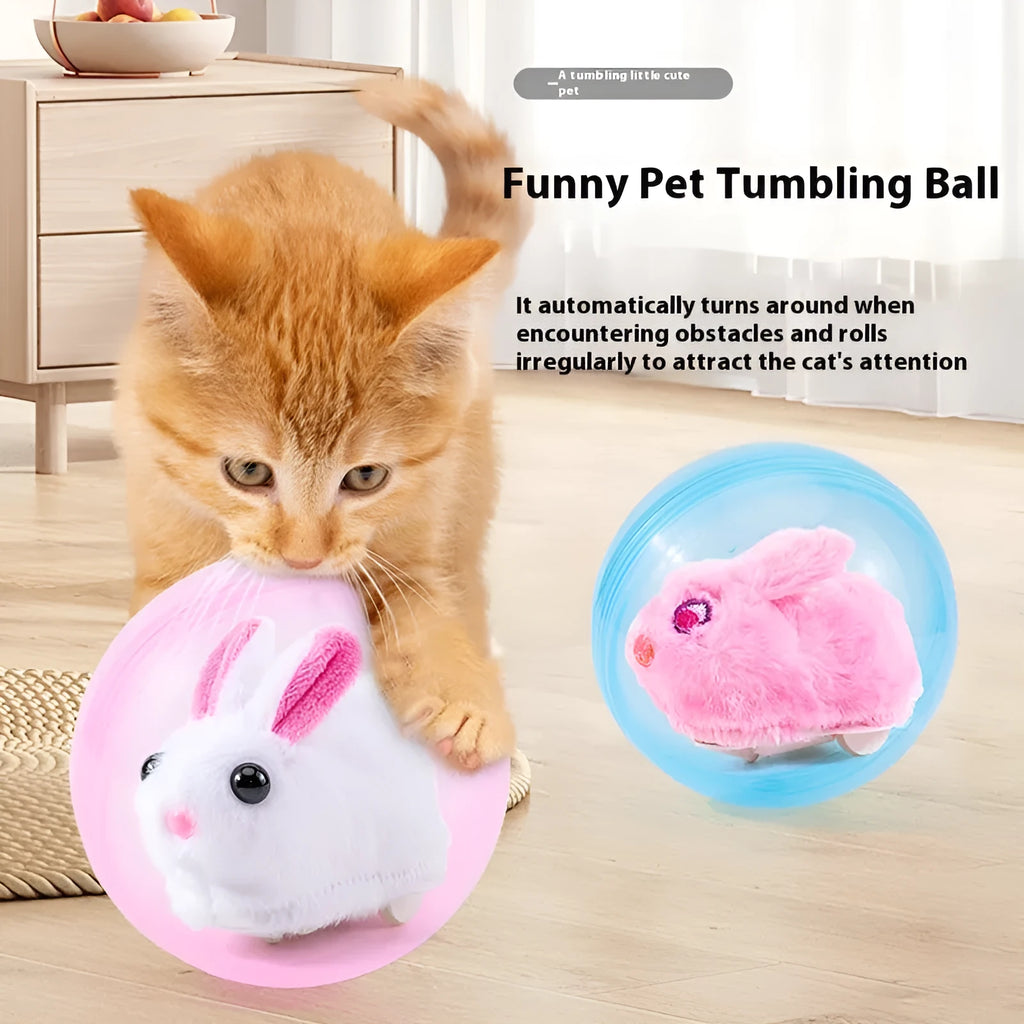 Transparent plastic exercise ball with plush inner shell and battery base for hamsters and rabbits