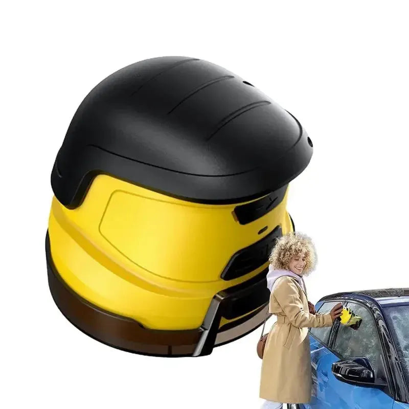 Yellow cordless electric ice scraper with rounded ABS blade for car window de-icing