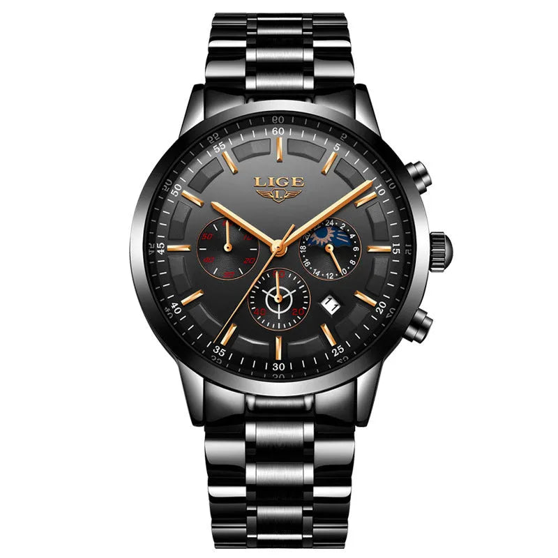 Men's waterproof quartz sports watch with 12mm thick case in multiple colour options