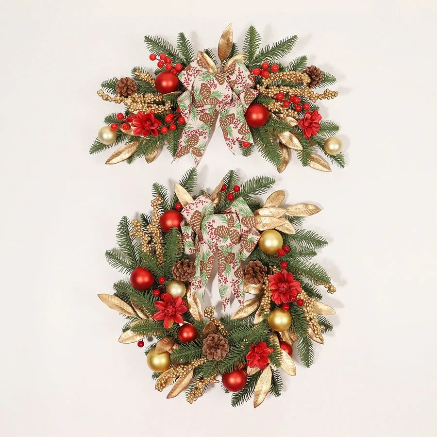 Christmas garland decorations in American country style with stair wall hanging and lit options