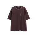 Purple and black loose fit embroidered retro short sleeve cotton t-shirt