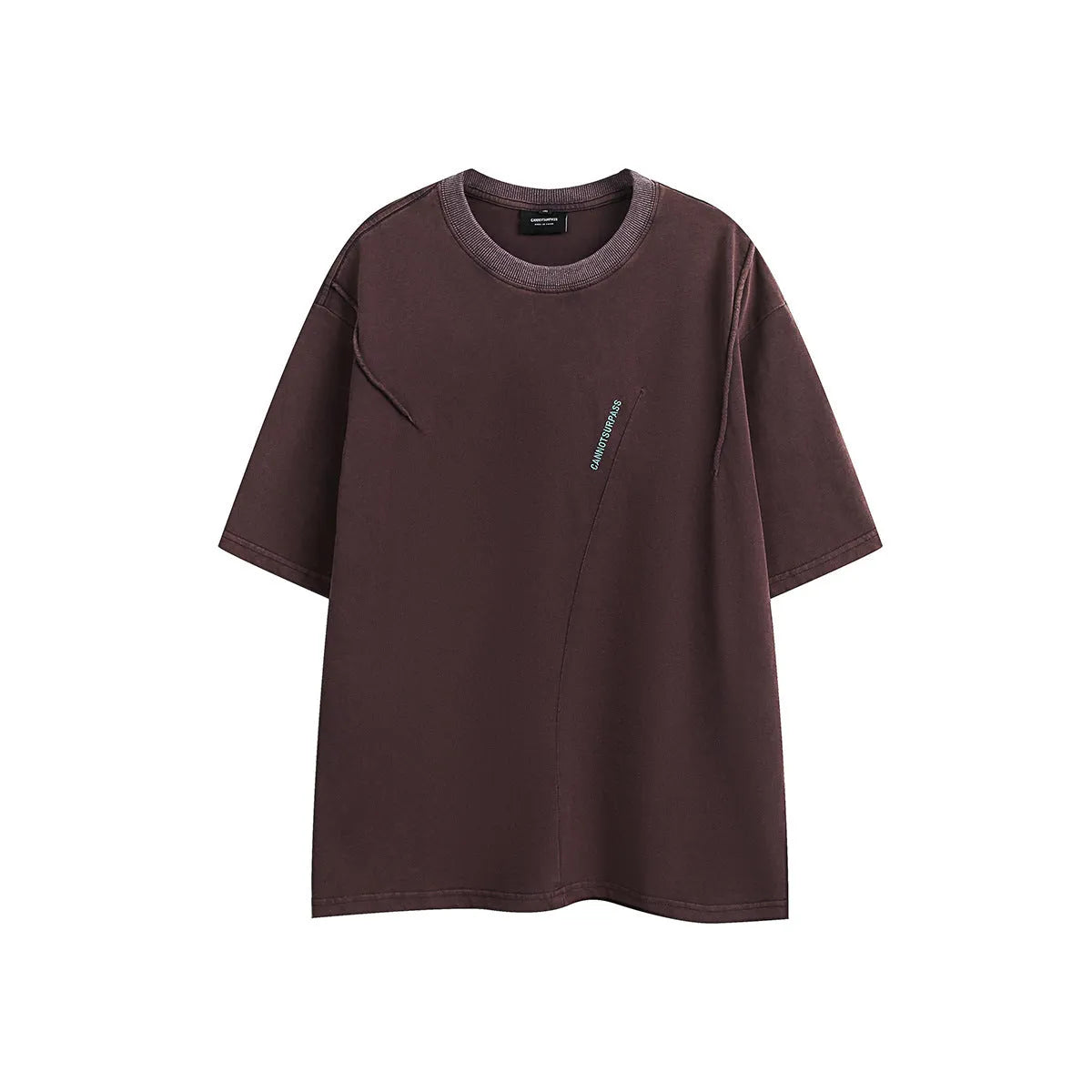 Purple and black loose fit embroidered retro short sleeve cotton t-shirt
