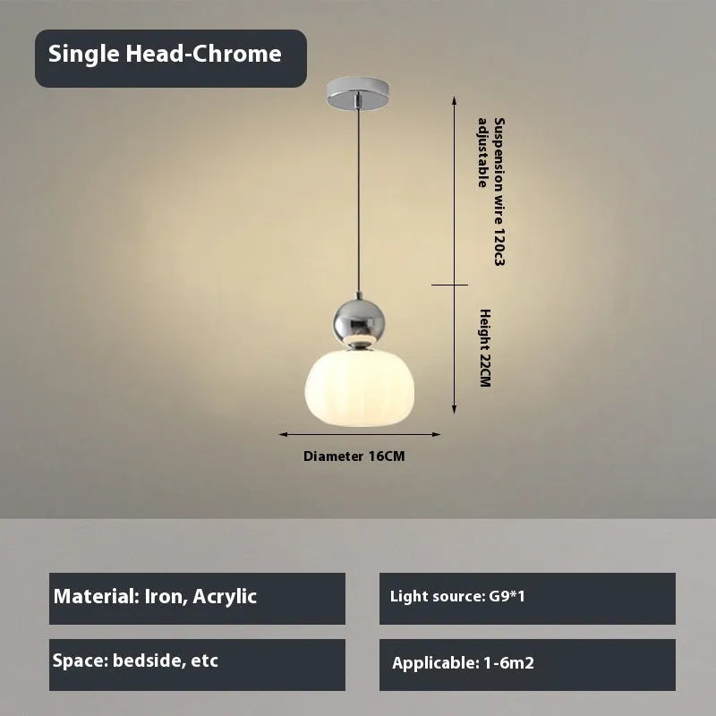 Nordic pumpkin-shaped alloy chandelier for ceiling mounting in a bedroom or dining room.