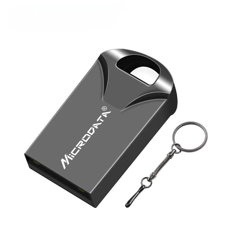 Silver metal USB flash drive on a chain necklace for portable data storage