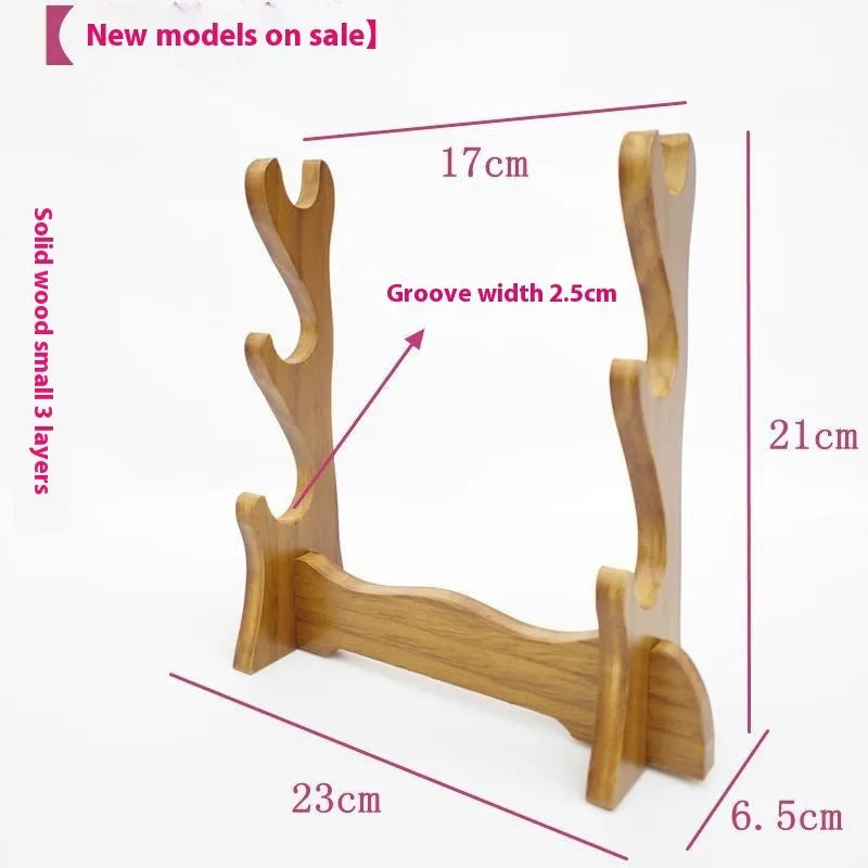 Handmade Chinese-style wooden multi-layer bracket shelf on a wall