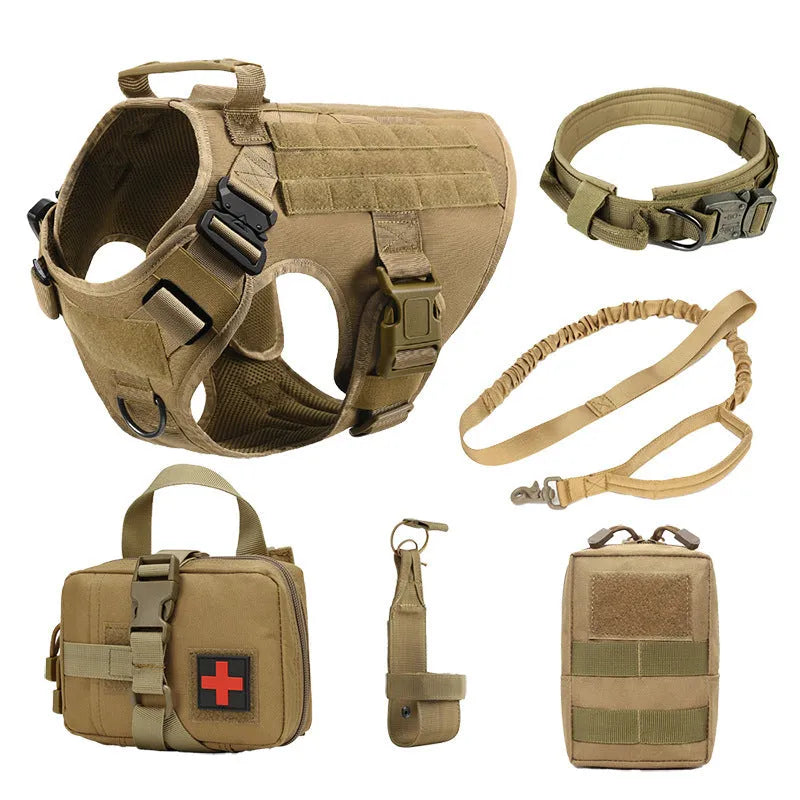 Polyester tactical dog training vest 6-piece set in camouflage and solid colours