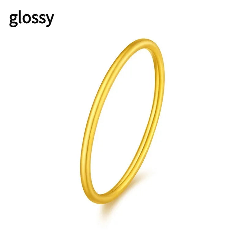 Women's brass gold plated ring showing twist, simple bracelet matte, and simple bracelet glossy styles