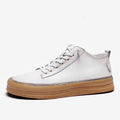 Men's black leather casual shoes with round toe and flat rubber sole, shown with lace-up closure.