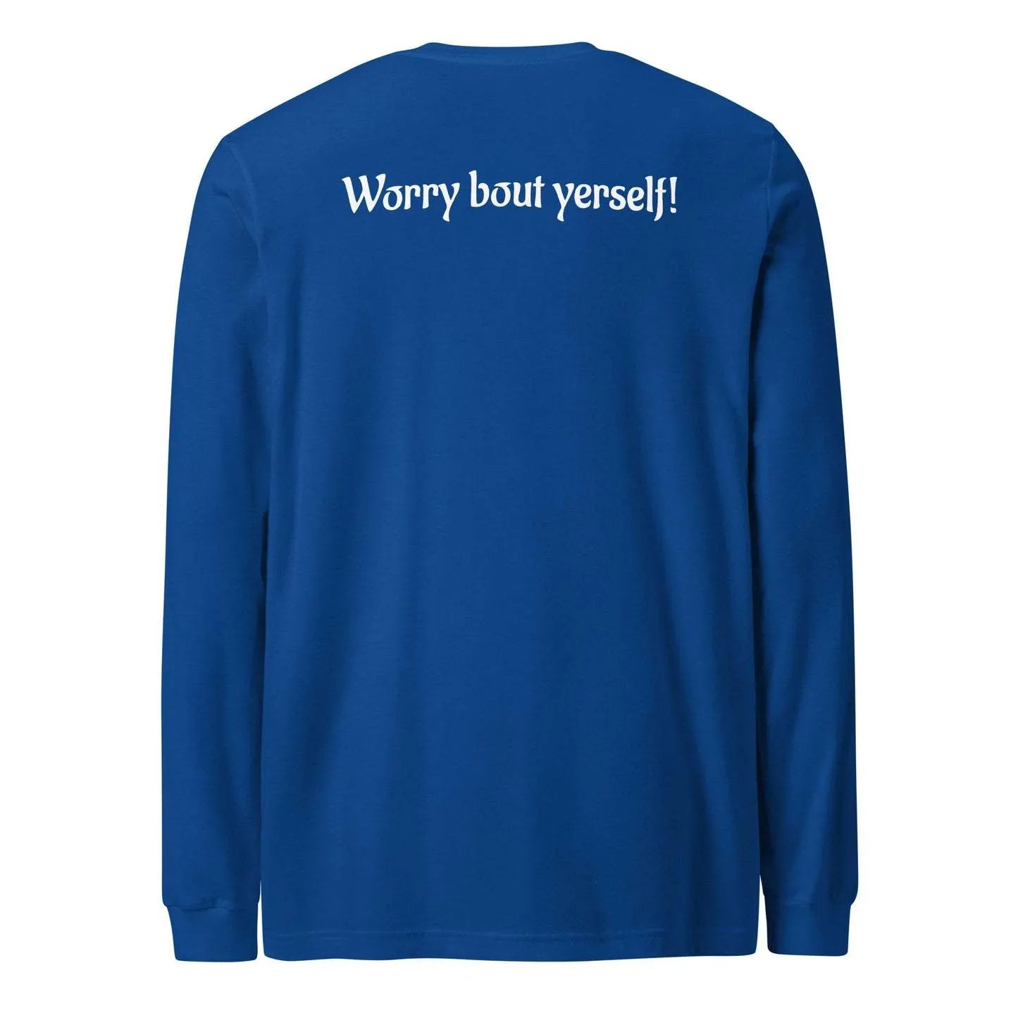Men's blue loose fit round neck polyester pullover sweater with printed pattern