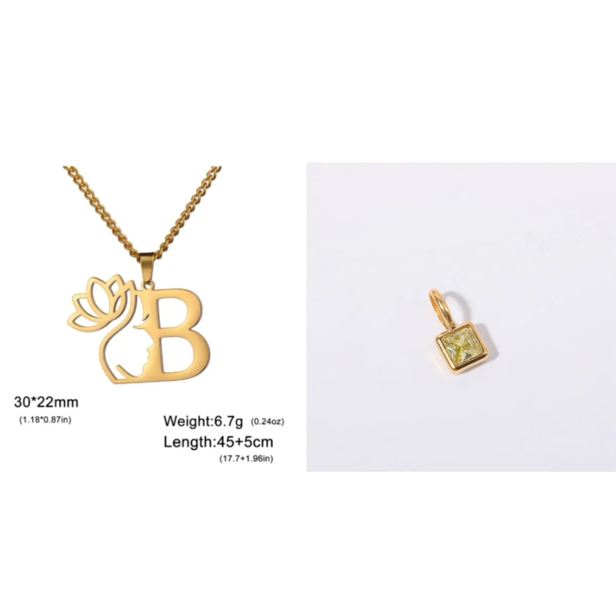 Stainless steel cross chain necklace with electroplated finish shown in gold and silver colour options