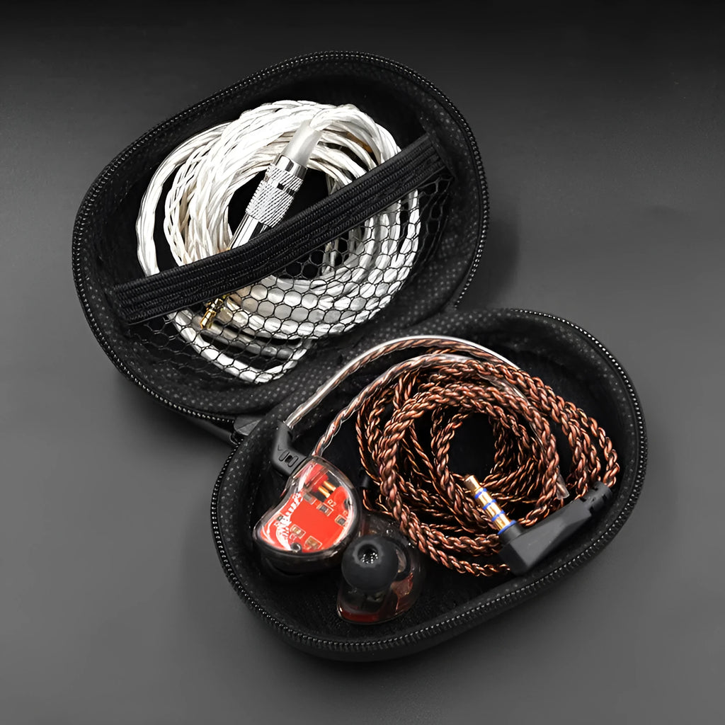 Black oval leather earphone storage case for EDX and ZEX models