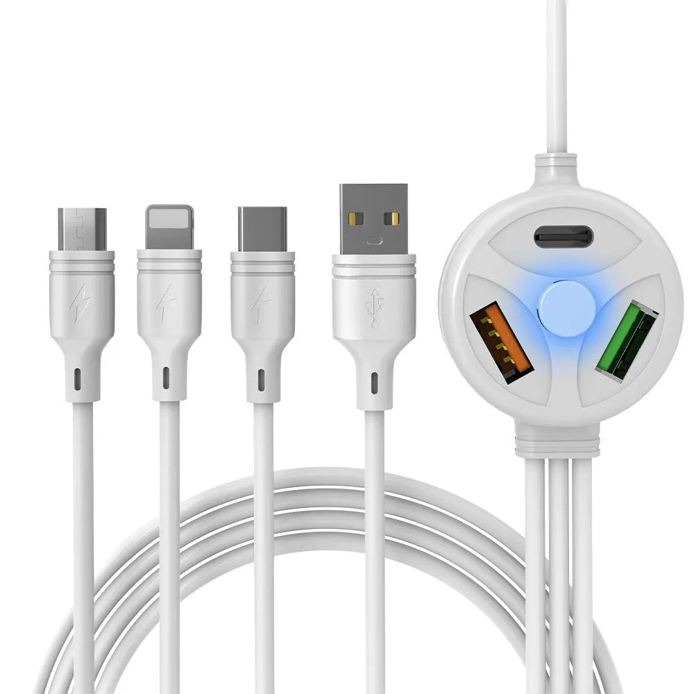 PD PVC fast charging mobile phone cable with multiple USB interfaces measuring 1.2 metres