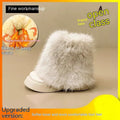 Women's low top snow boots with artificial plush construction and waterproof rubber sole