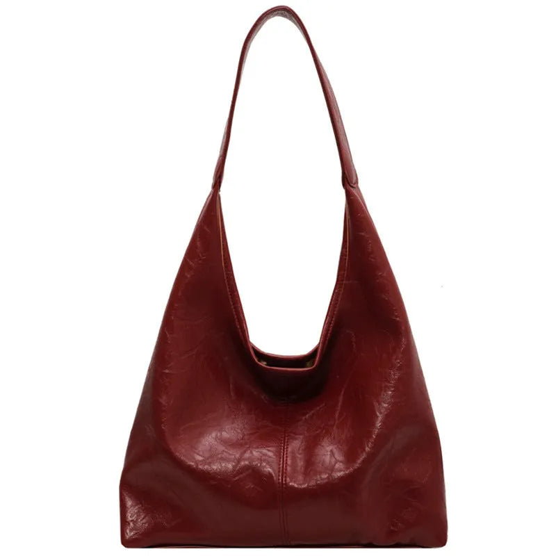 Soft PU leather casual shoulder bag with large capacity and street style design