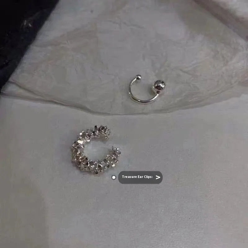 Irregular geometric ear clip earrings with frosty alloy finish in B4710 colour