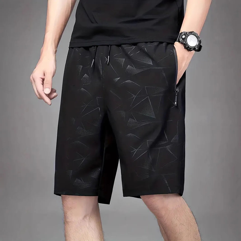 Men's loose-fitting polyester sports shorts in black, grey or blue colours