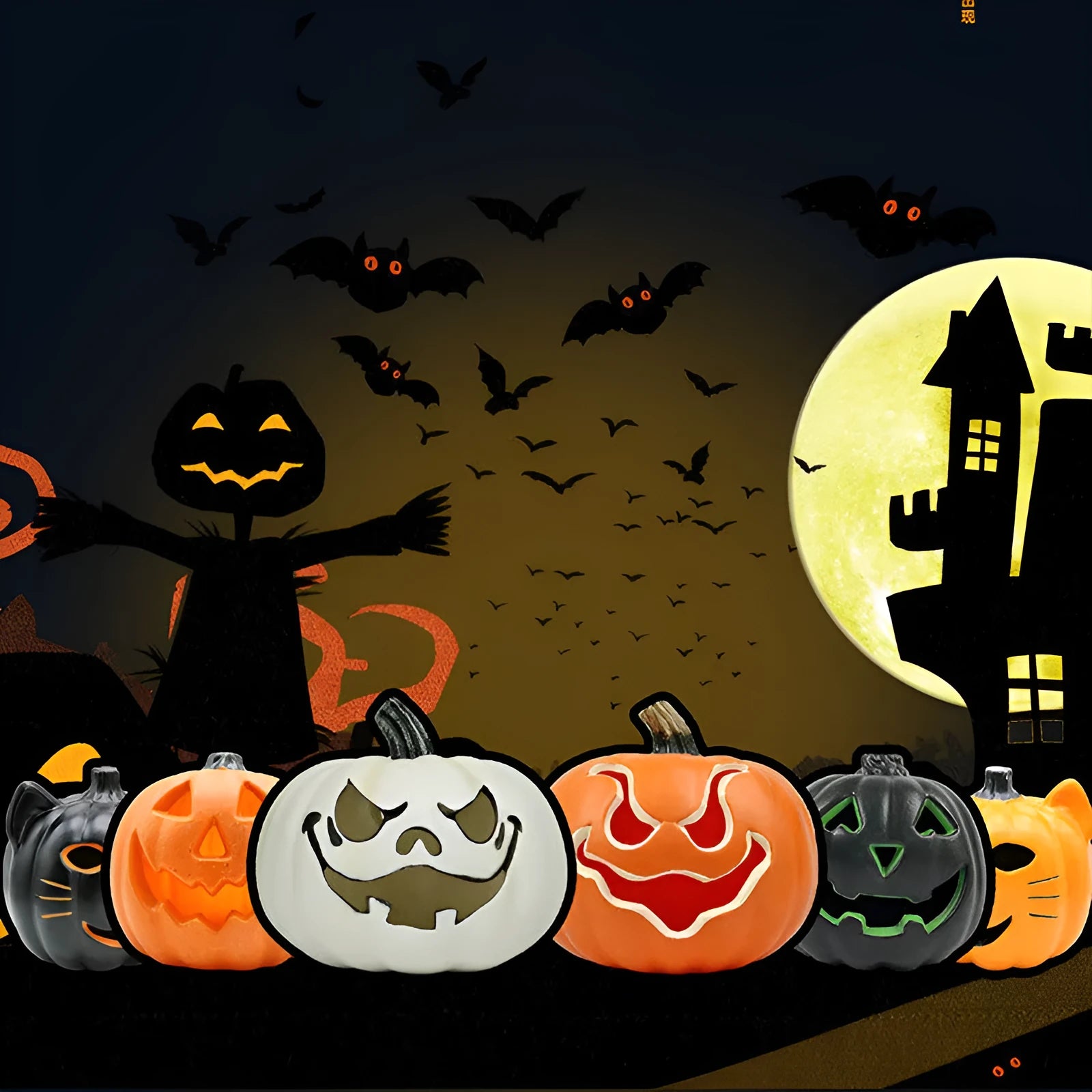 Plastic Halloween pumpkin lamp in white colour measuring 23cm