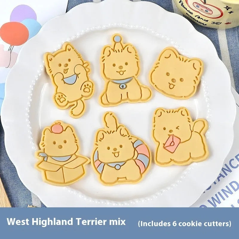 Cartoon biscuit mould for creating three dimensional pet puppy shaped biscuits and soft sweets