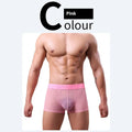 Men's thin invisible breathable boxer shorts in black colour showing knit polyester fabric texture